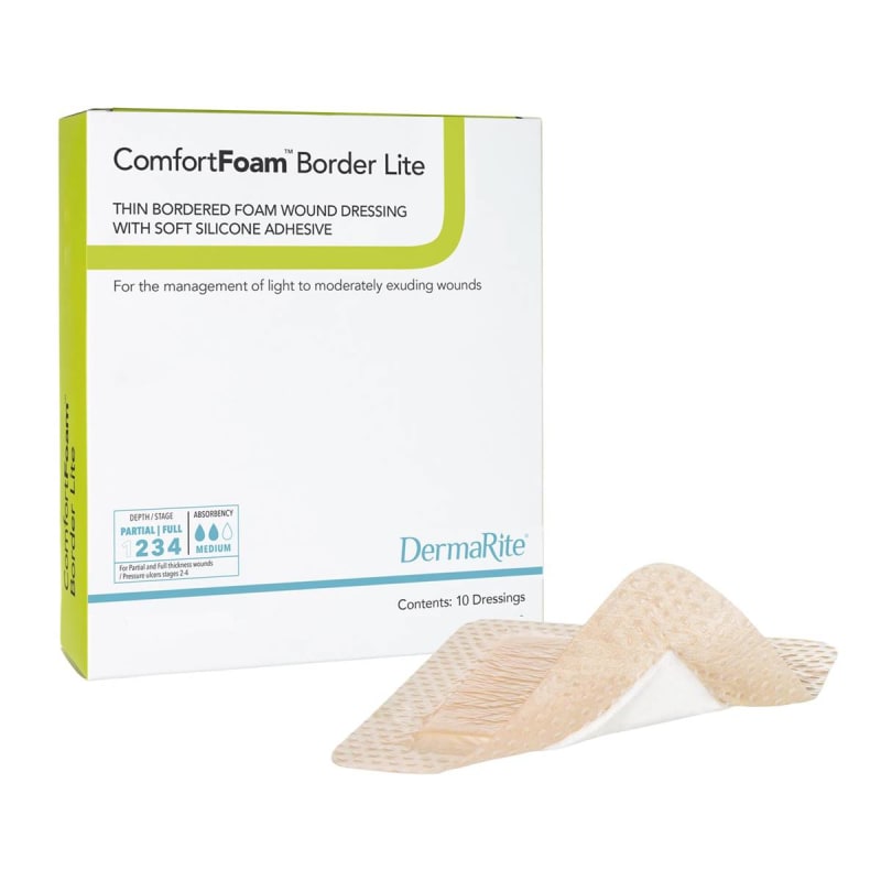 Sion Brands LLC ComfortFoamâ„¢ Border Lite Thin Bordered Foam Wound Dressing, 2 x 2 Inch Sion Brands LLC ComfortFoamâ„¢ Border Lite Thin Bordered Foam Wound Dressing, 2 x 2 Inch