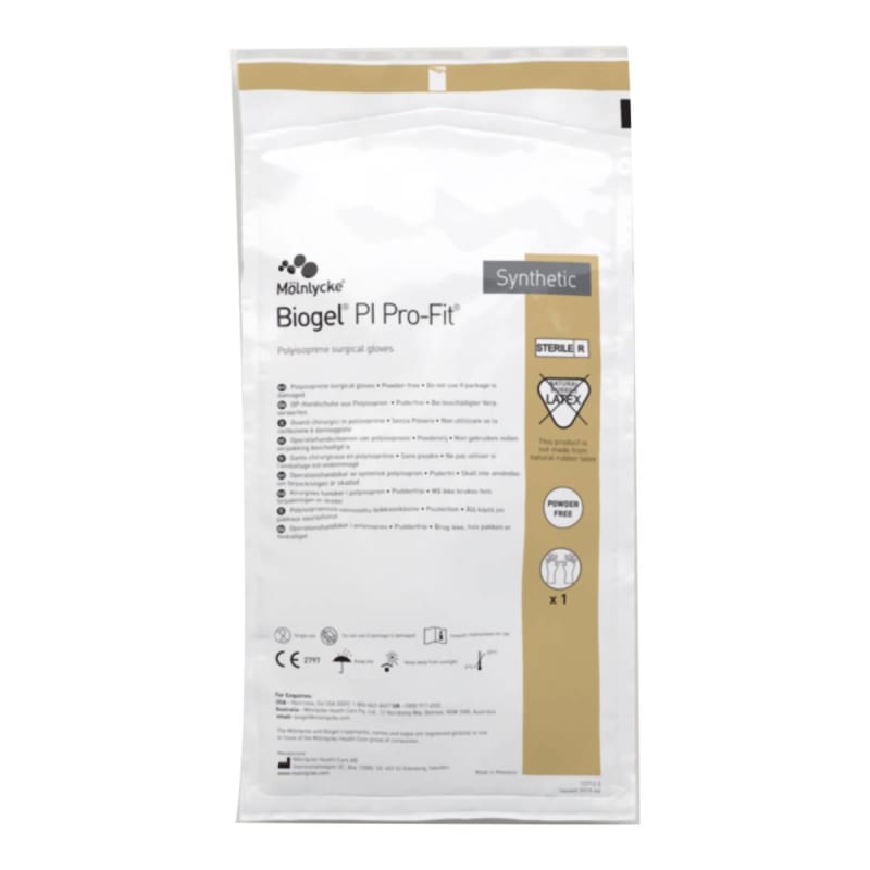 Molnlycke Surgical Glove BiogelÂ® PI Pro-FitÂ® Size 7 50 Pairs per Box Sterile Polyisoprene Standard Cuff Length Micro-Textured Cream Not Chemo Approved