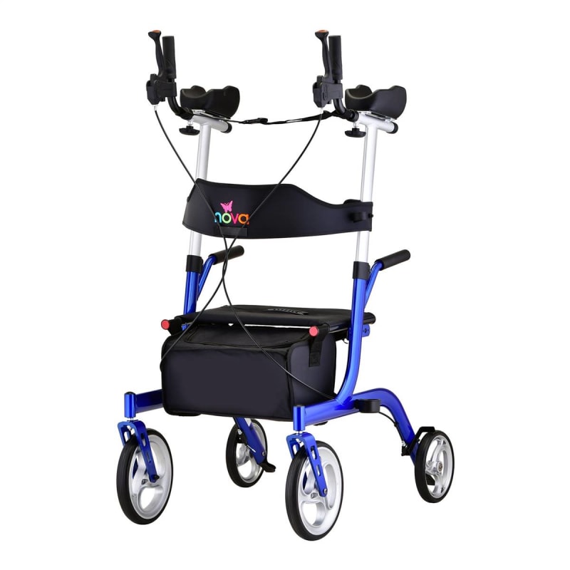 Nova Ortho-Med Phoenix Rise Up Four-Wheel Rollator, Blue Frame