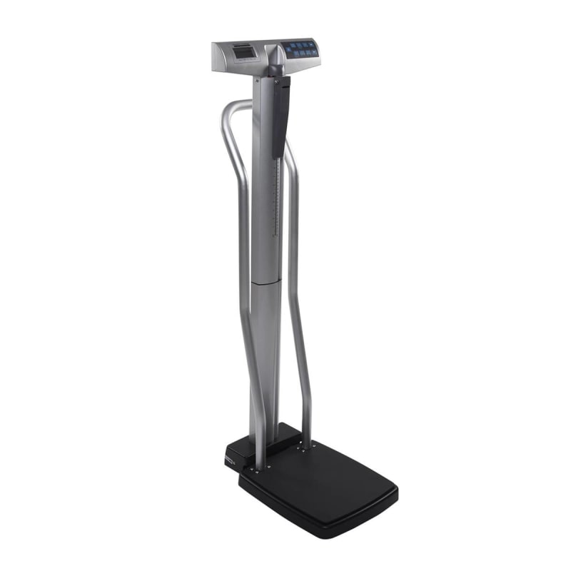 Health O Meter Physician Scale with Height Rod Health O MeterÂ® Digital Display 660 lbs. / 300 kg Capacity Chrome / Gray Battery Operated