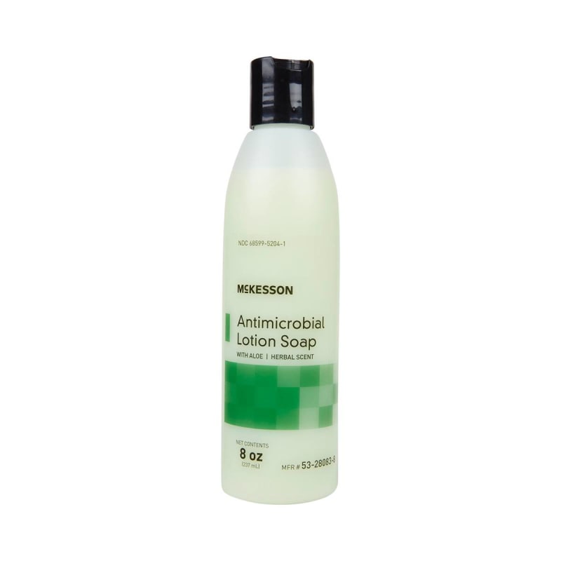 McKesson Antimicrobial Lotion Soap, Herbal Scent, With Aloe, 8-ounce bottle McKesson Antimicrobial Lotion Soap, Herbal Scent, With Aloe, 8-ounce bottle