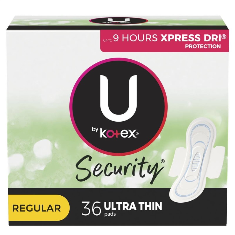 Kimberly Clark U by KotexÂ® SecurityÂ® Ultra Thin Pads with Wings, Regular Absorbency