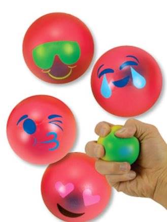 Medibadge Toys Kids Love StickersÂ® 12 per Pack Emoji Squeeze Balls 2-1/2 Inch Diameter