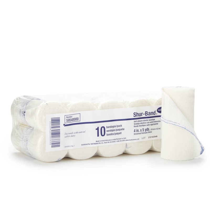 Hartmann Shur-BandÂ® LF Single hook-and-loop closure Elastic Bandage, 4 Inch x 5 Yard