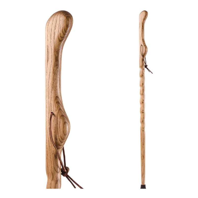 Mabis Healthcare Brazosâ„¢ Twisted Oak Hitchhiker Handcrafted Walking Stick, 58-Inch, Tan