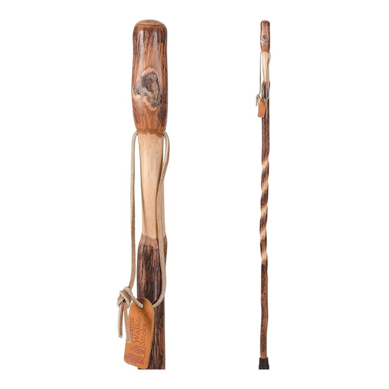Mabis Healthcare Brazosâ„¢ Twisted Hickory Rustic Walking Stick, 58-Inch Height