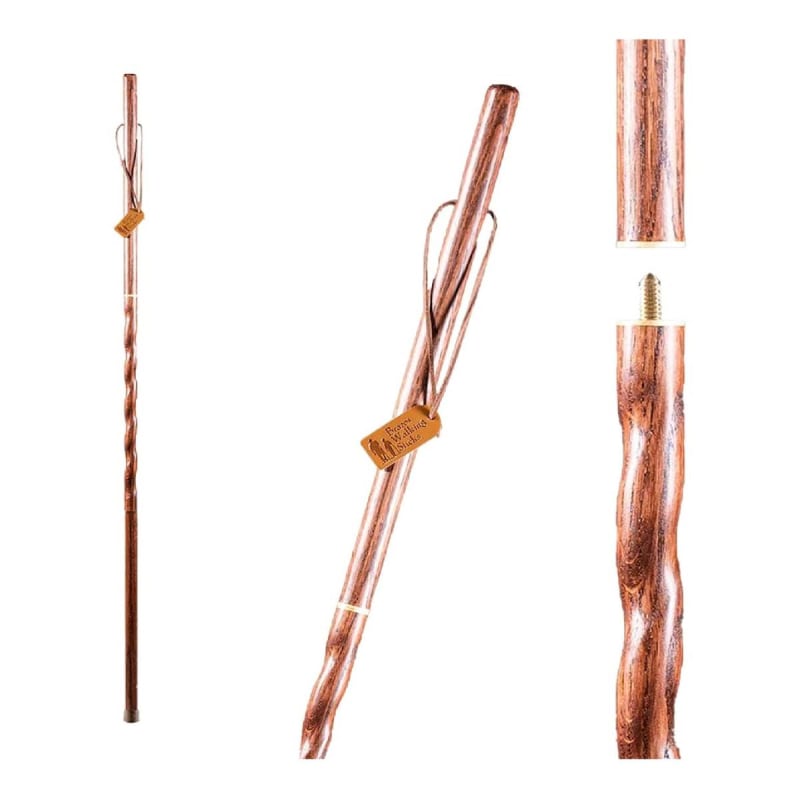 Mabis Healthcare Brazosâ„¢ Twisted Oak Traveler's Handcrafted Walking Stick, 55-Inch, Brown