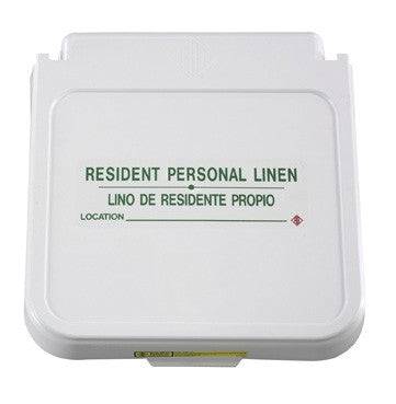 R&B Wire Hamper Label, Resident Personal Linen - Green Lettering, pack of 5