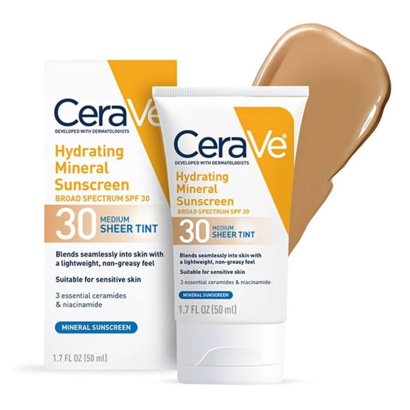 Loreal USA CeraVeÂ® Hydrating Mineral Sunscreen Medium Sheer Tint, SPF 30, 1.7-ounce Tube