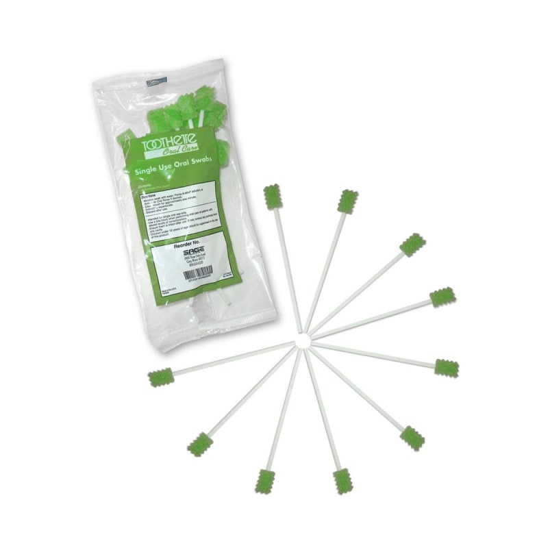 Sage Products ToothetteÂ® Plus Oral Swabsticks Foam Tip, Green, 6 Inch