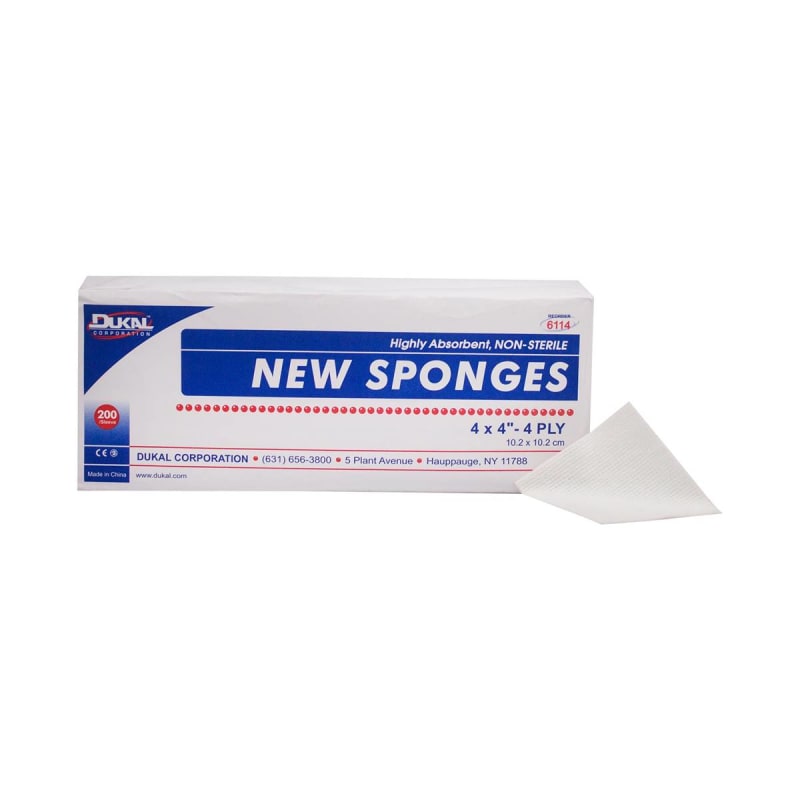 Dukalâ„¢ Nonwoven Sponge, 4 x 4 Inch, 4-Ply
