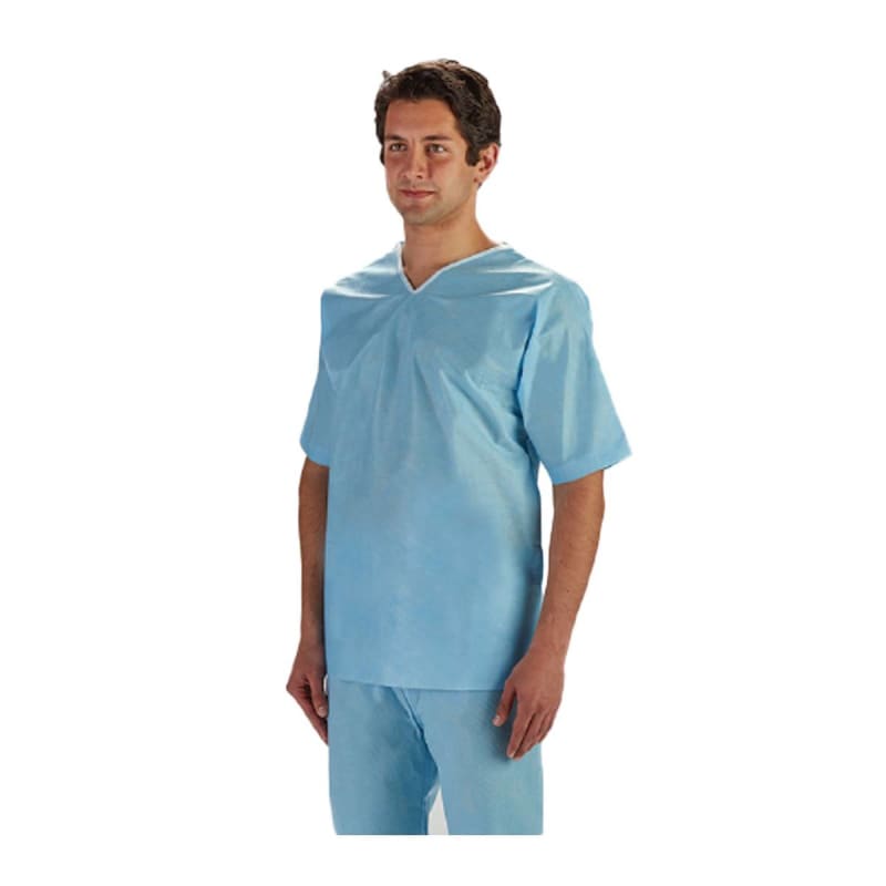 Graham Medical Products Patient Shirt Medium Light Blue Without Pockets Short Sleeve Unisex Graham Medical Products Patient Shirt Medium Light Blue Without Pockets Short Sleeve Unisex