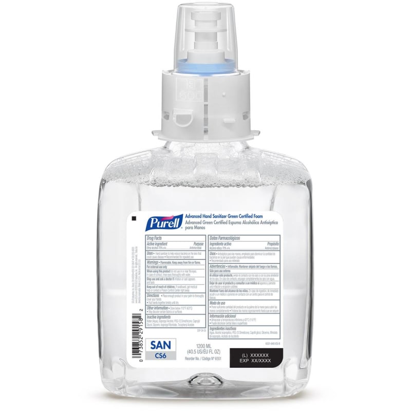 GOJO PurellÂ® Advanced Hand Sanitizer Green Certified Foam Refill for CS6 Dispenser