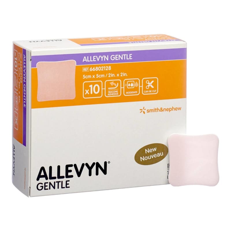 Smith & Nephew Allevyn Gentle Border Silicone Foam Dressing, 2 x 2 Inch Smith & Nephew Allevyn Gentle Border Silicone Foam Dressing, 2 x 2 Inch