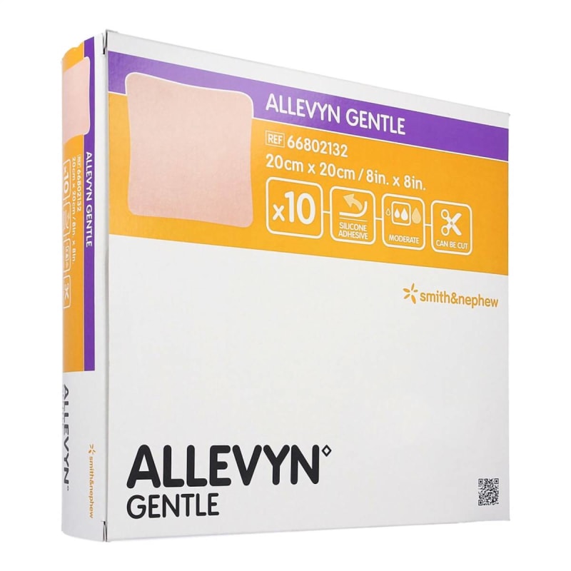 Smith & Nephew Allevyn Gentle Border Silicone Foam Dressing, 8 x 8 Inch