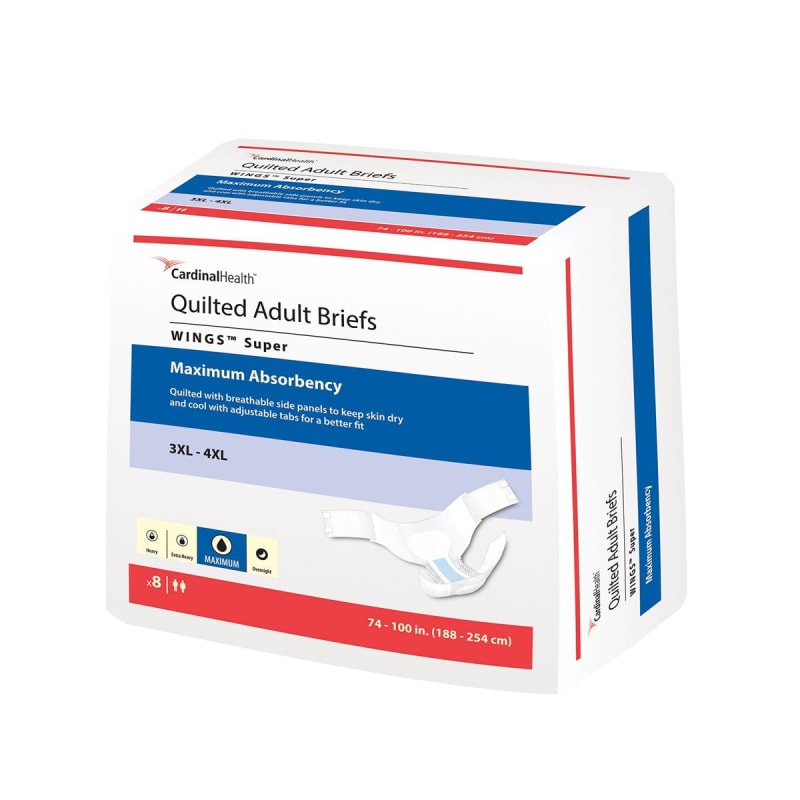 Cardinal Wings Unisex Adult Incontinence Brief, Tab Closure, 3X-Large, Heavy Absorbency