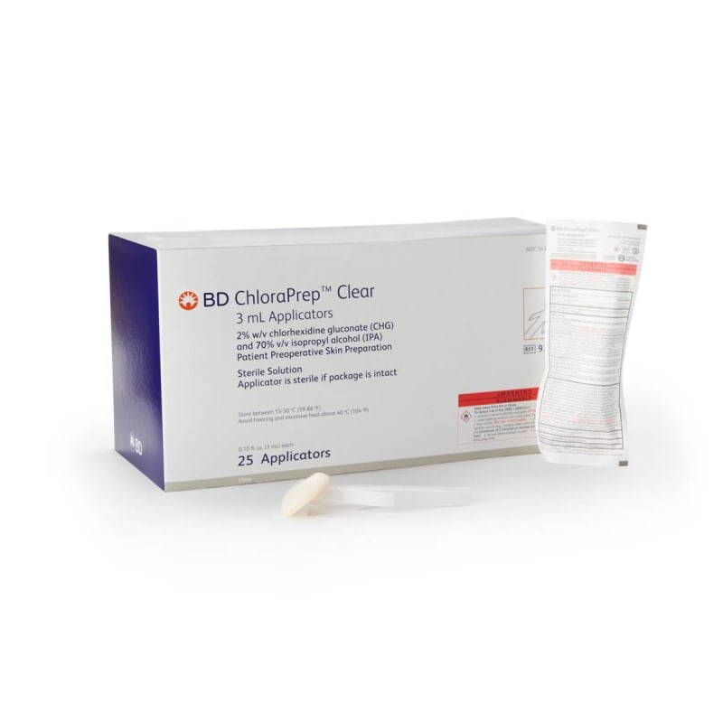 Solventum Corporation Skin Prep Solution 3Mâ„¢ SoluPrepâ„¢ S 26 mL Foam Applicator 2% / 70% Strength CHG (Chlorhexidine Gluconate) / Isopropyl Alcohol Sterile Solventum Corporation Skin Prep Solution 3Mâ„¢ SoluPrepâ„¢ S 26 mL Foam Applicator 2% / 70% Strength CHG (Chlorhexidine Gluconate) / Isopropyl Alcohol Sterile