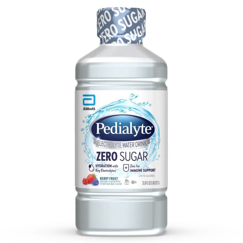 Abbott Nutrition Pedialyte® Zero Sugar Electrolyte Water Drink, Berry Frost, 1 liter bottle Abbott Nutrition Pedialyte® Zero Sugar Electrolyte Water Drink, Berry Frost, 1 liter bottle