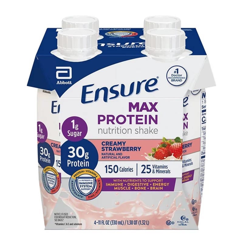 Abbott Nutrition Ensure® Max Protein Nutrition Shake, Strawberry, 11-ounce carton Abbott Nutrition Ensure® Max Protein Nutrition Shake, Strawberry, 11-ounce carton