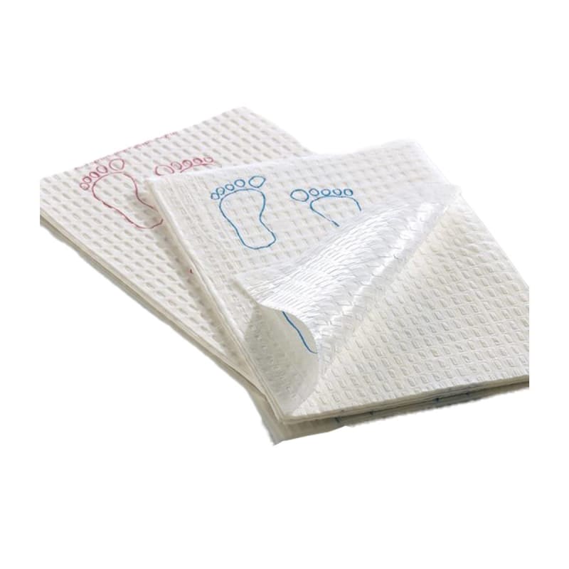 Graham Medical Products FootprintÂ® Nonsterile White / Mauve Procedure Towel, 13Â½ x 18 Inch