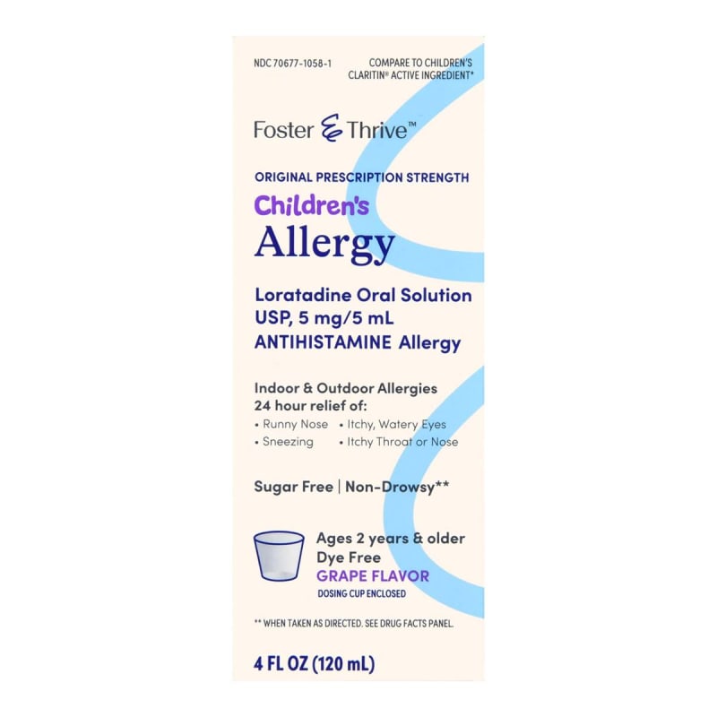 McKesson Foster & Thriveâ„¢ Children's Allergy Loratadine Oral Solution, Grape Flavor