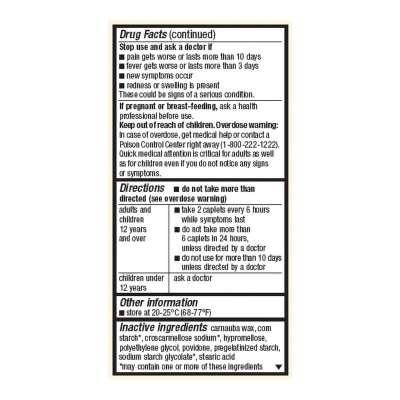 McKesson Brand Foster & Thriveâ„¢ Pain Reliever Acetaminophen 500 mg Caplets Extra Strength