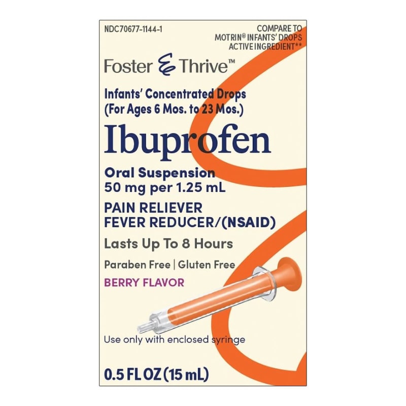 McKesson Brand Foster & Thriveâ„¢ Ibuprofen 50 mg Per 1.25 mL Infants' Concentrated Drops Berry