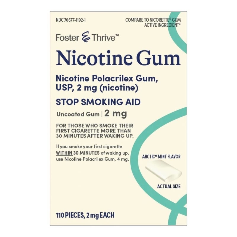 McKesson Brand Foster & Thriveâ„¢ Nicotine Polacrilex 2 mg (Nicotine) Gum, Arctic Mint Flavor