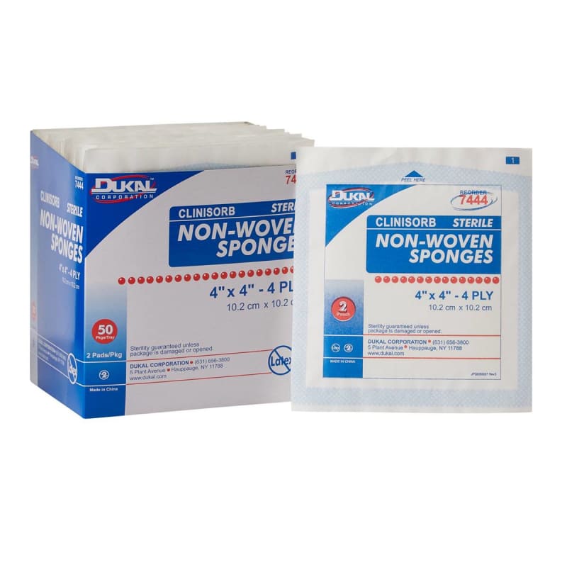 Dukal Clinisorb Sterile Nonwoven Sponge, 4 x 4 Inch, 4-Ply