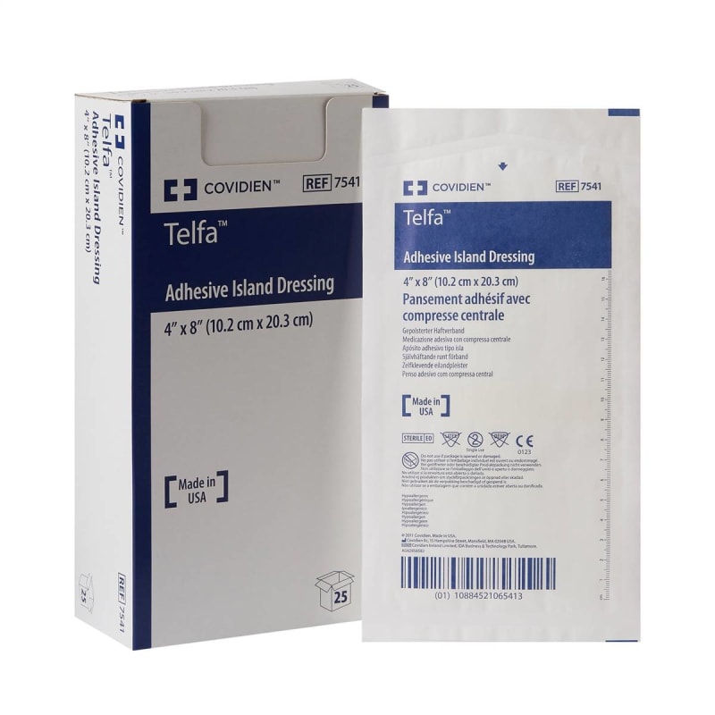 Cardinal Telfaâ„¢ White Adhesive Dressing, 4 x 8 Inch
