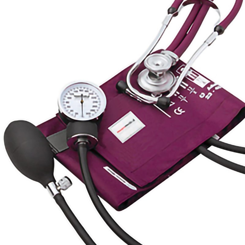 McKesson Premium Reusable Pocket Aneroid and Stethoscope Combo Set, Magenta McKesson Premium Reusable Pocket Aneroid and Stethoscope Combo Set, Magenta