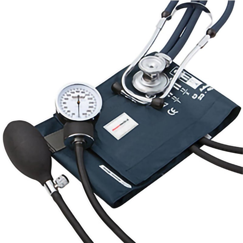 McKesson Aneroid Sphygmomanometer/Sprague Combo Kit, 23 – 33 cm Cuff, Dark Blue McKesson Aneroid Sphygmomanometer/Sprague Combo Kit, 23 – 33 cm Cuff, Dark Blue