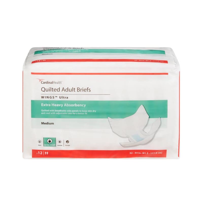 Cardinal Wingsâ„¢ Ultra Quilted Extra Heavy Absorbency Incontinence Brief, Medium Cardinal Wingsâ„¢ Ultra Quilted Extra Heavy Absorbency Incontinence Brief, Medium