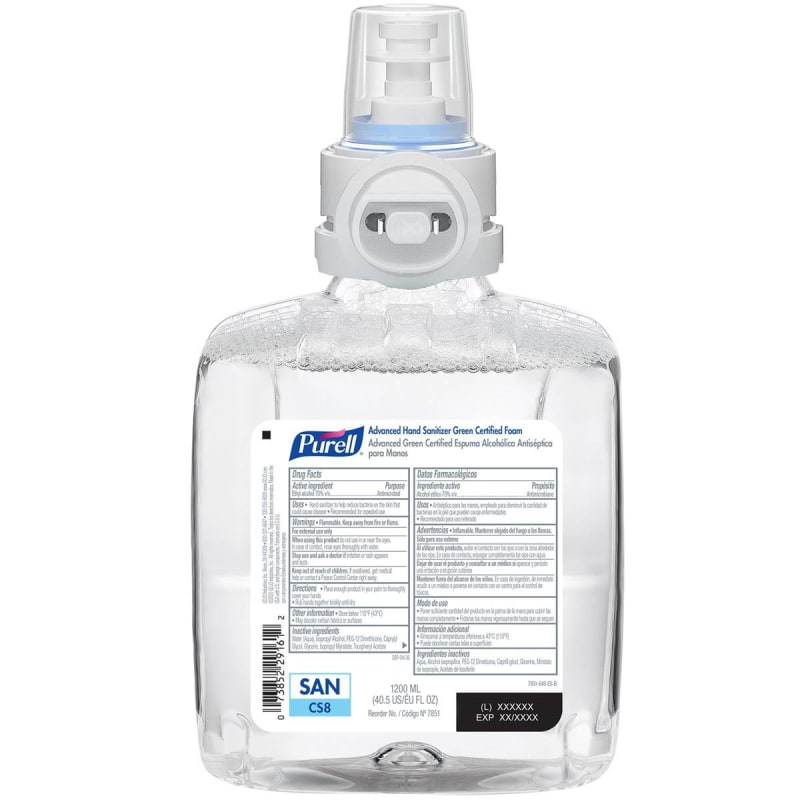 GOJO PurellÂ® Advanced Green Certified Hand Sanitizer, 1200 mL Dispenser Refill Bottle