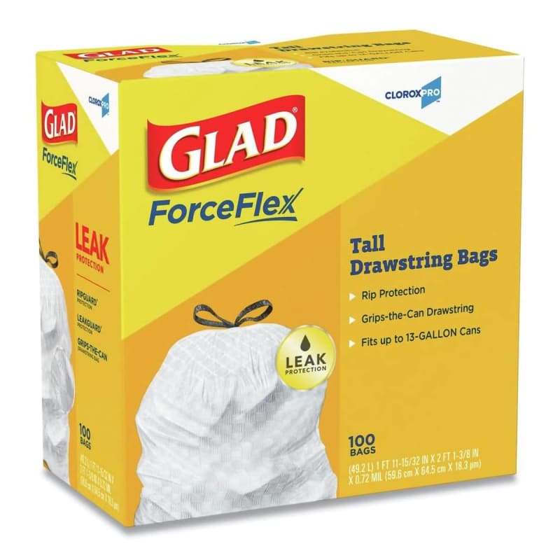 The Clorox Company Trash Bag Glad® 13 gal. 0.72 mil 12 X 24 Inch White Tall Kitchen Dispenser Box The Clorox Company Trash Bag Glad® 13 gal. 0.72 mil 12 X 24 Inch White Tall Kitchen Dispenser Box