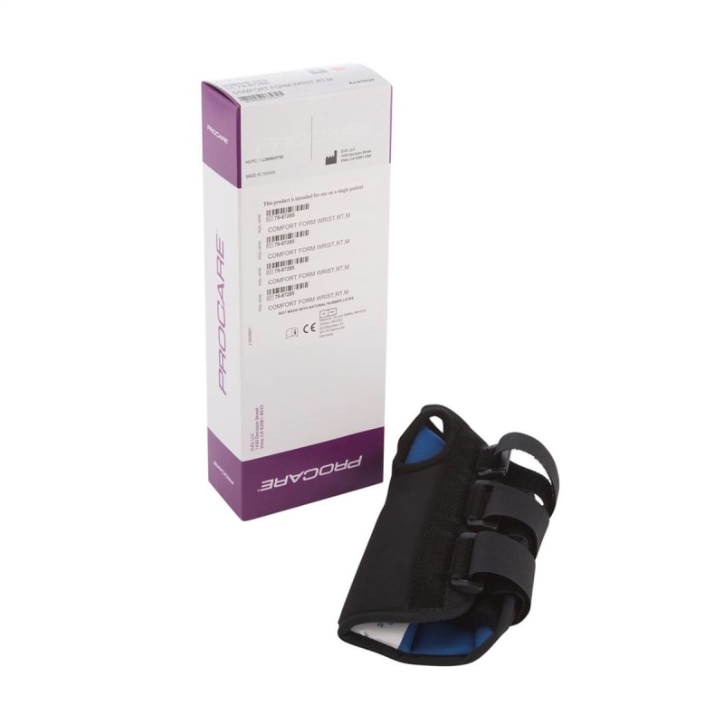 DJO ProCareÂ® ComfortFormâ„¢ Wrist Brace with Palmar Stay, Aluminum/Foam/Lycra, Black