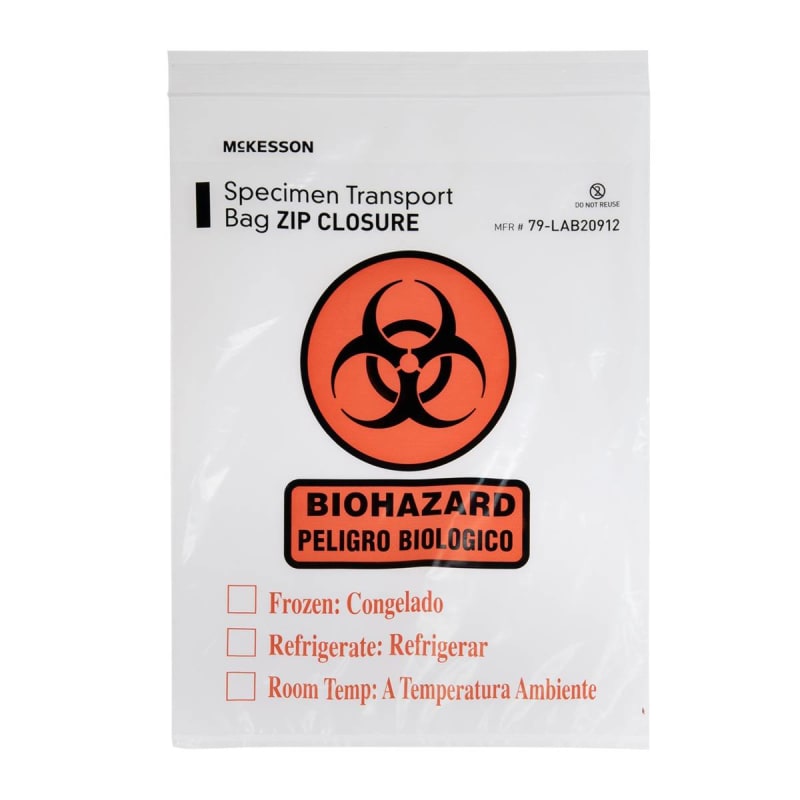 McKesson Specimen Transport Bag with Document Pouch, Zip Closure, 9 x 12 Inch McKesson Specimen Transport Bag with Document Pouch, Zip Closure, 9 x 12 Inch