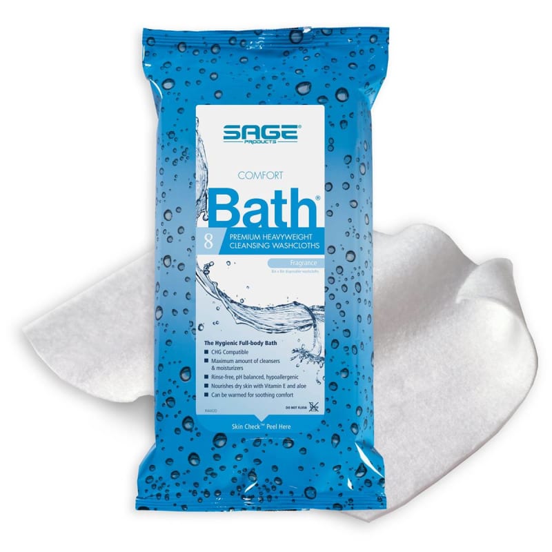 Sage Products Comfort BathÂ® Cleansing Washcloths, Heavyweight, Soft Pack
