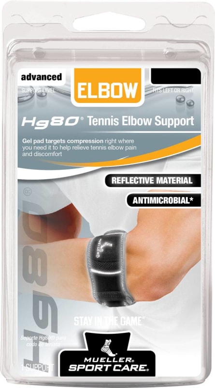 Mueller Sports Medicine Elbow Brace Hg80â„¢ Small / Medium Tennis Left or Right Elbow Black