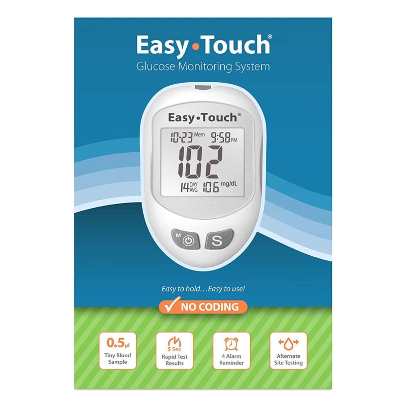 MHC Medical Blood Glucose Meter Easy TouchÂ® 5 Second Results Stores up to 300 Result No Coding Required