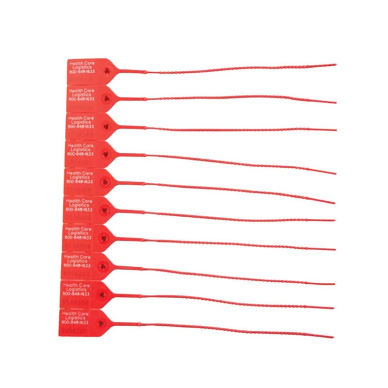 Health Care Logistics Ring Pull-Tight Seal Health Care Logistics Consecutively Numbered Red Polypropylene 9-1/4 Inch Length Health Care Logistics Ring Pull-Tight Seal Health Care Logistics Consecutively Numbered Red Polypropylene 9-1/4 Inch Length
