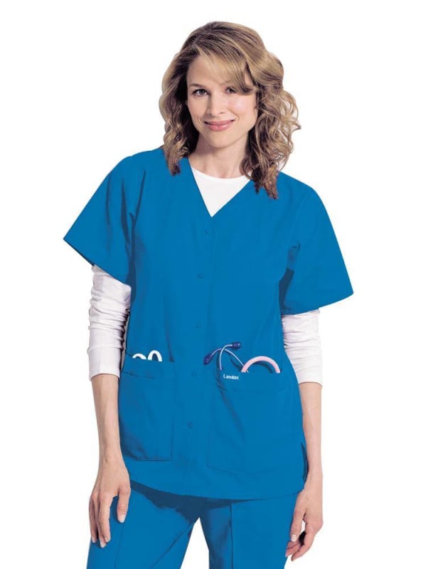 Landau Uniforms Scrub Shirt Landau Essentials Large Black 4 Pockets Short Sleeve Female Landau Uniforms Scrub Shirt Landau Essentials Large Black 4 Pockets Short Sleeve Female