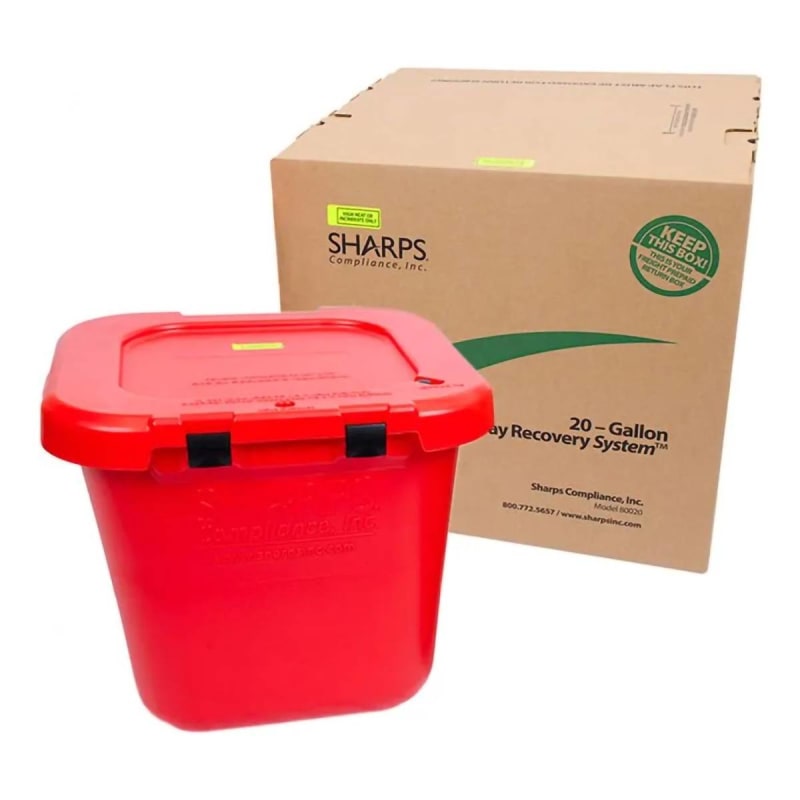 Sharps Compliance TakeAwayÂ® Recovery System Mailback Chemotherapy Container, 20 Gallon