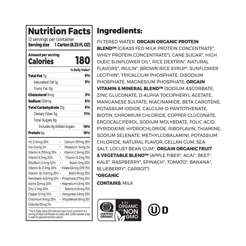 Orgain Inc OrgainÂ® KidsÂ® Protein Organic Nutritional Shake, Vanilla, 8.25-ounce carton