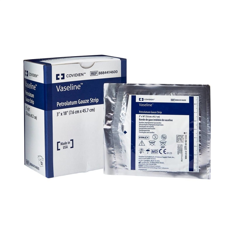 Cardinal Vaseline® Petrolatum Impregnated Dressing, 3 x 18 Inch Cardinal Vaseline® Petrolatum Impregnated Dressing, 3 x 18 Inch