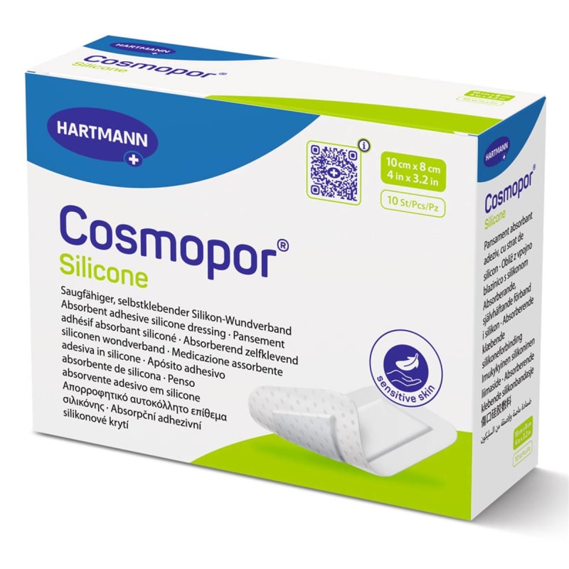 Hartmann Island Dressing Cosmopor® Silicone 3.2 X 4 Inch Rectangle Sterile Water Resistant Nonwoven Backing Hartmann Island Dressing Cosmopor® Silicone 3.2 X 4 Inch Rectangle Sterile Water Resistant Nonwoven Backing