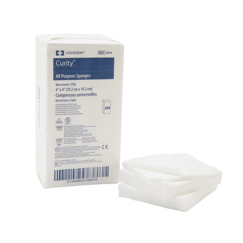 Cardinal Curityâ„¢ Nonwoven Sponge, 4 x 4 Inch, 4-Ply Cardinal Curityâ„¢ Nonwoven Sponge, 4 x 4 Inch, 4-Ply