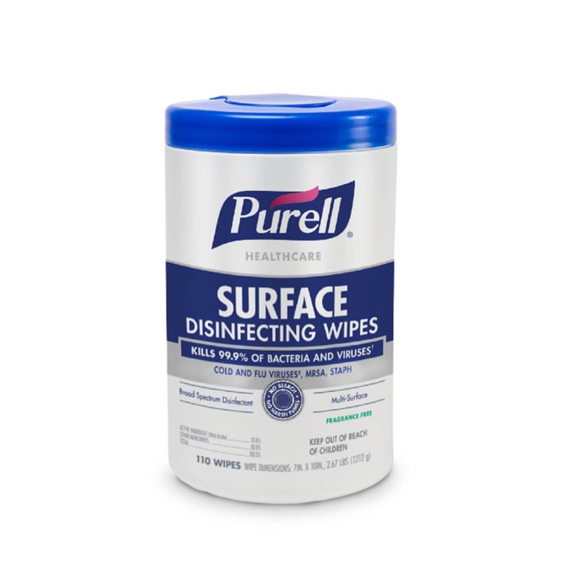 GOJO PurellÂ® Healthcare Surface Disinfecting Wipes, Canister