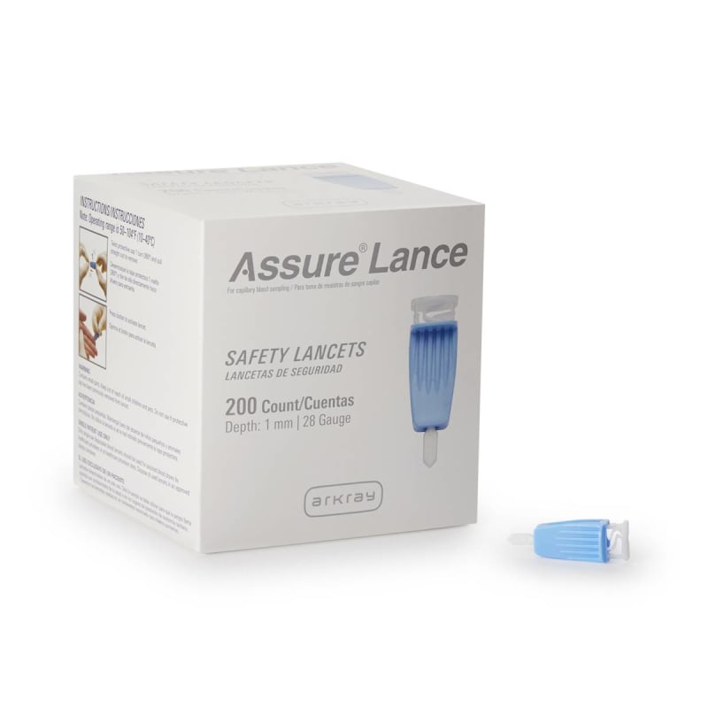 Arkray USA Assure® Lance Safety Lancet, 28 gauge, 1 mm Depth, Light Blue Arkray USA Assure® Lance Safety Lancet, 28 gauge, 1 mm Depth, Light Blue