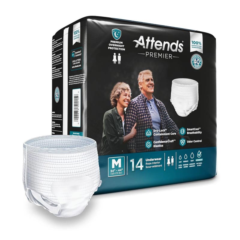 Attends Healthcare Products AttendsÂ® Premier Underwear, Heavy Absorbency, Medium, 34 to 44 Inch Waist/Hip